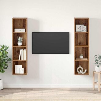 vidaXL Vidaxl - Mobile Tv 2 Pcs Marrone 37 X 37 X 142.5 Cm Legno Multistrato