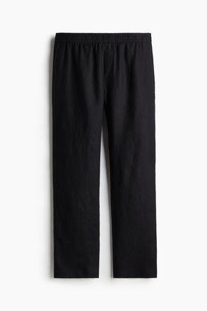 H&M Leinenhose in Regular Fit - Schwarz