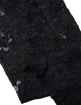 Dolce & Gabbana Womens Black Floral Lace Thigh High Stockings Socks Nylon Elastane Clothing