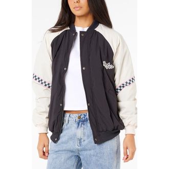 Rip Curl Sunset Luau Nylon Bomber Jacket in Washed Black at Nordstrom, Size Xx-Small