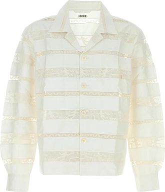 Bode Kant Tennis Shirt - Heren - Casual Overhemden - Beige - M - Katoen - Overhemden