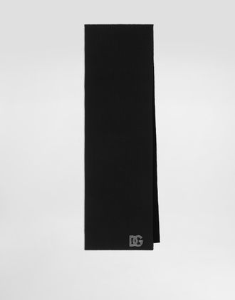 Dolce & Gabbana Virgin Wool Scarf With Logo - Man Scarves And Silks Black Pz
