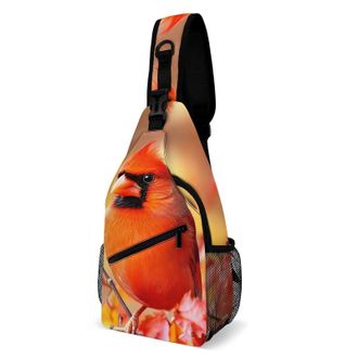 Generic Cardinal Cute Bird Unisex Shoulder Bags Casual Crossbody Chest Bag Sling Backpack for Hiking Cycling Travel