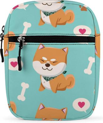 Generic Cute Dog Heart Print Crossbody Bag Adjustable Satchel Cute Shoulder Bag Lightweight Sling Bags
