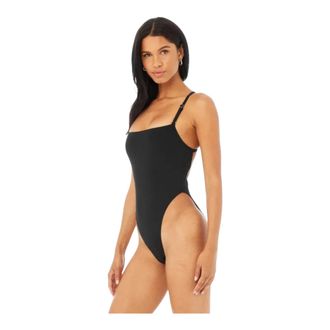Alo Yoga Thrill Seeking Crisscross Back One Piece Bodysuit in Black Women