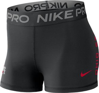 Nike Ohio State Pro Nike Womens Dri-FIT College Mid-Rise Shorts in Black | 04PR00AOH-5KT