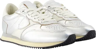 Philippe Model Womens Blville Low Sneakers - Philippe Model Leather Silver Calfskin Shoes