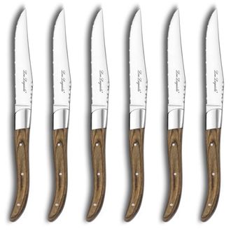 Lou Laguiole Estuche de 6 cuchillos carne Nogal