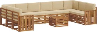 vidaXL Conjunto De Sof&aacute;s De Exterior 11 Uds. Natural Y Beige Vidaxl