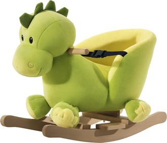 OEM Balanc&iacute;n Infantil En Forma De Dinosaurio De Felpa Para Beb&eacute;s 18-36 Meses Con Sonido Cintur&oacute;n De Seguridad Manillar Y Reposapi&eacute;s 60x33x45 Cm Verde