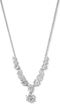 Nadri Beatrix Mixed Cubic Zirconia Frontal Necklace in Rhodium at Nordstrom