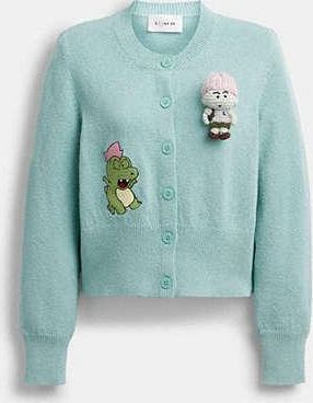 Coach Womens Coach | Brain Dead Plush Character Cardigan in Green, Size X-Small | Organic Cotton