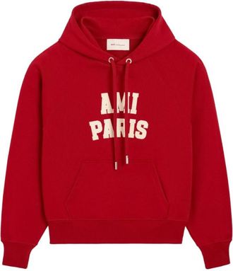 Ami Red Boxy Logo Hoodie