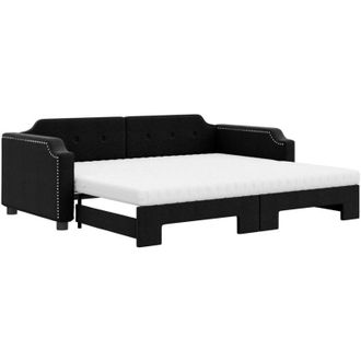 vidaXL Sof&aacute; Cama Nido Con Colch&oacute;n Tela Negro 80x200 Cm Vidaxl