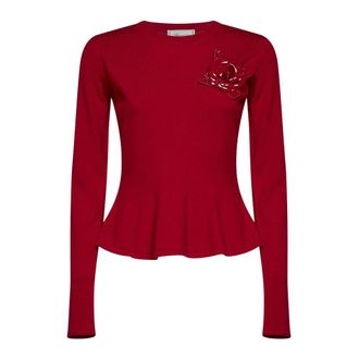 Blumarine Jersey con broche de piel sint&eacute;tica y bajo ondulado - Knitwear - Mujer - Rojo - 2XL
