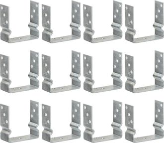 vidaXL Anclajes De Valla 12 Uds Acero Galvanizado Plateado14x6x15 Cm Vidaxl