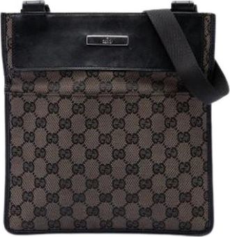 Gucci Pre-owned Canvas Crossbody Bag - Dames - Vintage Schoudertas - Bruin - ONE Size - Leer - Vintage