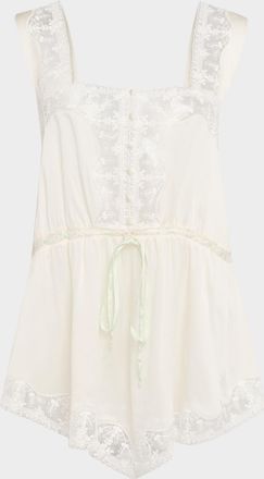 Chloé Lace-Trim Silk Sleeveless Top