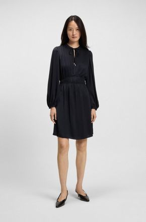 Boss Orange by Hugo Boss Satinkleid BOSS ORANGE DECLY Premium Damenmode, Damen, Gr. 36, N-Gr, blau (dunkelblau 408), Satin, Obermaterial: 97% Polyester, 3% Elasthan, unifarben