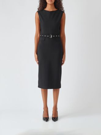 Pinko Sleeveless Cr&ecirc;pe Sheath Midi Dress with a Waist Belt