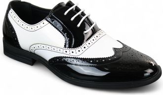 Infinity Leather Herenschoenen met vetersluiting, zwart/wit, brogues, nette schoenen