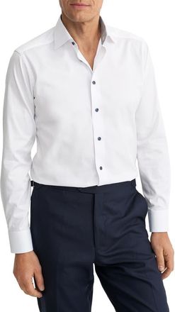 Eton Slim Fit Signature Twill Button-Up Shirt in White at Nordstrom, Size 14.5