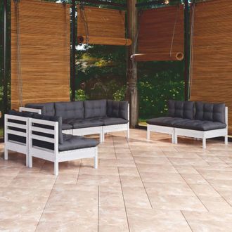 vidaXL Vidaxl - Muebles De Jard&iacute;n 7 Pzas Con Cojines Madera Maciza De Pino