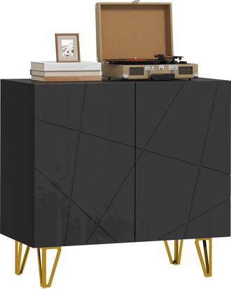HOMCOM Storage Cabinet - Sideboard with Adjustable Shelf - Black | TJ Hughes