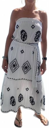 Elan Embroidered Strapless Dress In White