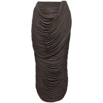 Magda Butrym Gonna Midi Drappeggiata in Seta - - Skirts - Donna - Marrone - S