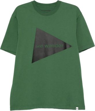 And Wander Big Logo T-shirt - men - Cotton/Polyester - L - Green