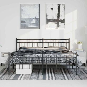 Berkfield Home Metal Bed Frame with Headboard & Footboard Black 193x203 cm