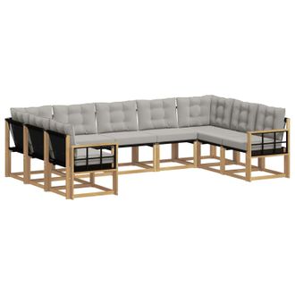 vidaXL Conjunto De Sof&aacute;s De Exterior 9 Pcs Blanco Y Gris Claro Vidaxl