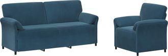 vidaXL Juego De Sof&aacute; 2 Uds. Azul Terciopelo Vidaxl