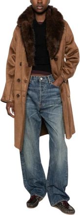 Betta Corradi Double-Breasted Coat - Dames - Mantel - Bruin - M - Leer - Jassen