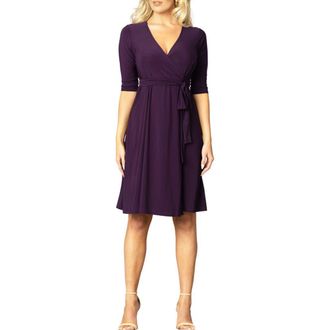 Kiyonna Essential Midi Wrap Dress in Plum Passion at Nordstrom, Size X-Small