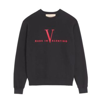 Valentino Sweatshirts, male, Black, Size: XL Cotton Crewneck Sweatshirt