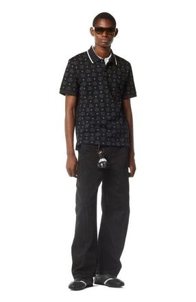 MCM Monogram Jacquard Polo Shirt in Black at Nordstrom, Size Xx-Large