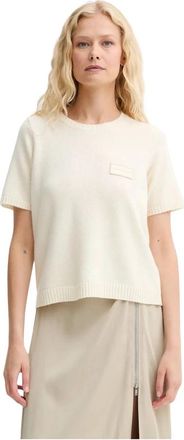Munthe Ronde hals gebreid - Dames - Ronde hals truien - Beige - S - Wol - Truien & Vesten