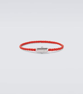 Bottega Veneta Braided leather and sterling silver bracelet