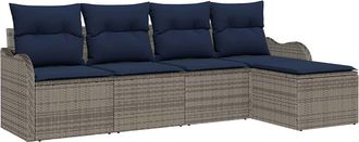 vidaXL Conjunto De Sof&aacute; De Jard&iacute;n Gris Rat&aacute;n Sint&eacute;tico Vidaxl