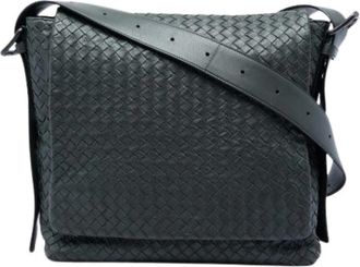 Bottega Veneta Pre-owned Woven Leather Crossbody Bag - Dames - Vintage Schoudertas - Grijs - ONE Size - Leer - Vintage