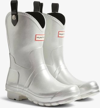 Hunter Womens Hunter Womens Original Metallic Cowboy Boot Wellies - Silver - Size: 6