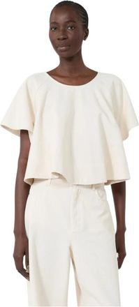 Max Mara Moderne Cropped Blouse - Dames - Blouses - Beige - M - Katoen - Overhemden