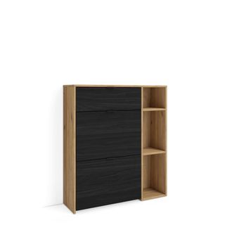 Skraut Home Zapatero efecto madera Roble y Negro 90x27x102cm