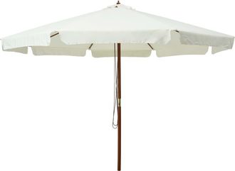 vidaXL Sombrilla De Jard&iacute;n Con Palo De Madera Blanco Arena 330 Cm Vidaxl