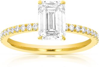 Vir Jewels 2 cttw Emerald Lab Grown Diamond Engagement Solitaire Ring in 14K Yellow Gold For Women