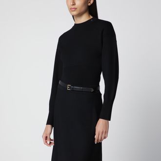 Anine Bing Black viscose-blend knit sweater