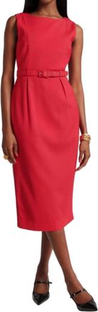 Frances Valentine Audrey Belted Midi Dress In Red