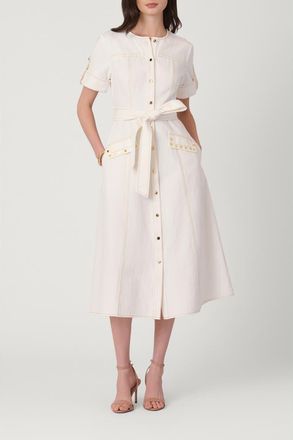Shoshanna Studded Denim Bethany Dress in Ivory at Nordstrom, Size 12